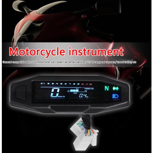 Mini Universal Motorcycle Speedometer Odometer Tachometer RPM Fuel Meter Backlit LCD Digital Electric Injection Carburetor Meter