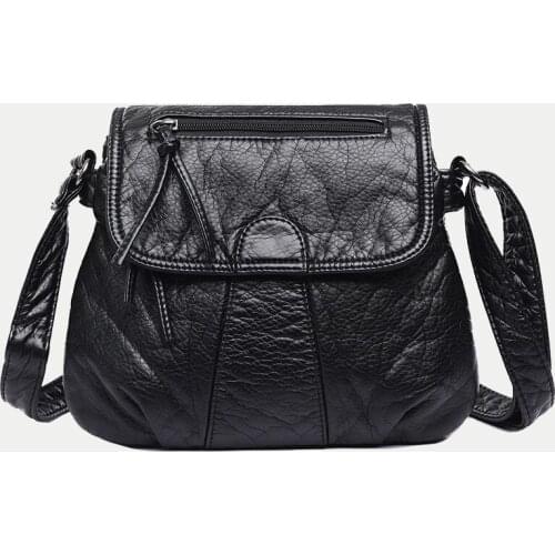 Retro Soft Leather Women Shoulder Bags Simple Messenger Bags Female Crossbody Handbag Purse for mama Shopping