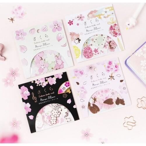 10*8cm Spring Cherry Paper Stickers Japanese Style Notebook Stationery Stickers Decoration DIY Album Scrapbook Label Sticker