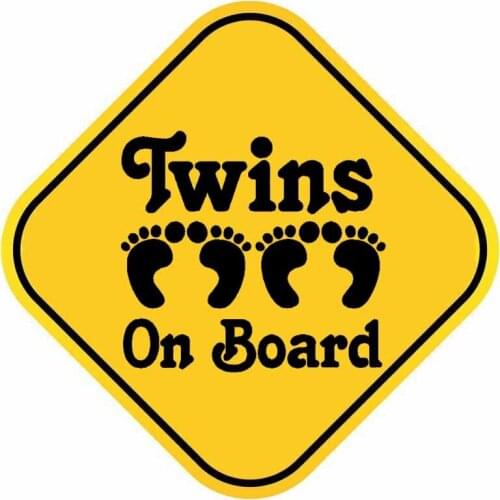 16cm*16cm 1 Pcs TWINS ON BOARD Car Sticker Cute Footprints Decal Warning PVC Waterproof Auto Decoration for Suzuki Stickers