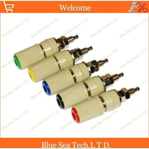 10pcs High Quality five color 4mm binding post/terminal,4mm Socket/jack,brass 4mm M5 socket,24A/30VAC-60VDC Free shipping