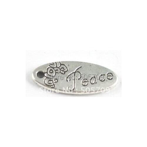 180PCS Tibetan Silver Color oval PEACE charm A15208