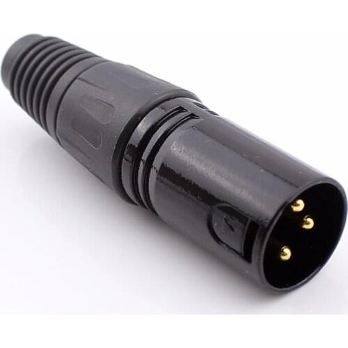 2PCS 3 pin XLR Audio Cable Connector MIC Gold Plated Plug