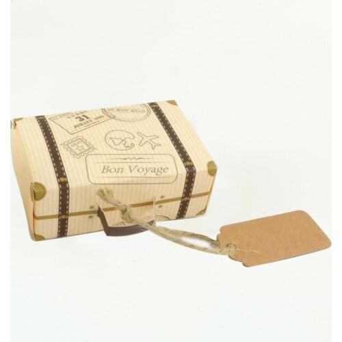 200 sets Gift Boxes for Wedding Travel Themed Party for Anniversary Birthday Baby Shower Box Mini Suitcase Kraft Candy Box