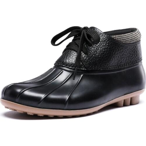 28-212 TONGPU Low-Cut Ankle-High Lace-Up Duck Boots Rain Boots