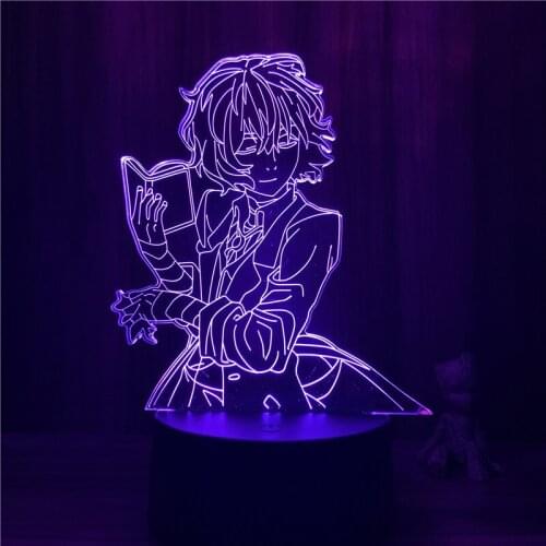 3D Nightlight Anime Dazai Osamu Bungo Stray Dogs Action Figure 7 Colors Touch Optical Illusion Lamp Decor Model