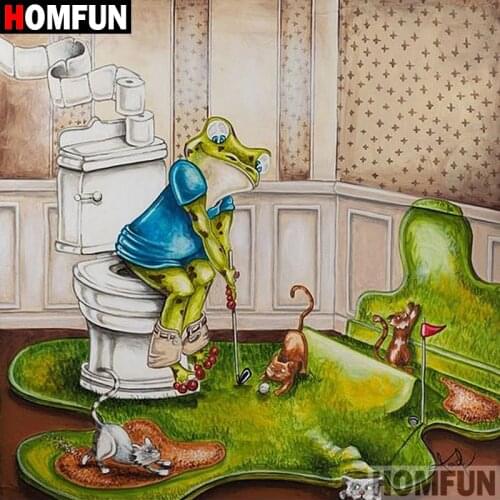 HOMFUN 5D DIY Diamond Painting Full Square/Round Drill "Toilet frog" 3D Embroidery Cross Stitch gift Home Decor A00613