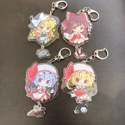 Anime Touhou Project Hakurei Reimu Kirisame Marisa Remilia Scarlet Cute Acrylic Keychain Figure Cartoon Pendant Keyring Toy