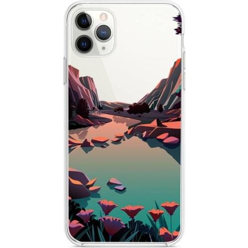 Hand painted Landscape art Phone Case Clear for iphone 12 11 Pro max mini XS 8 7 6 6S Plus X 5S SE 2020 XR cover