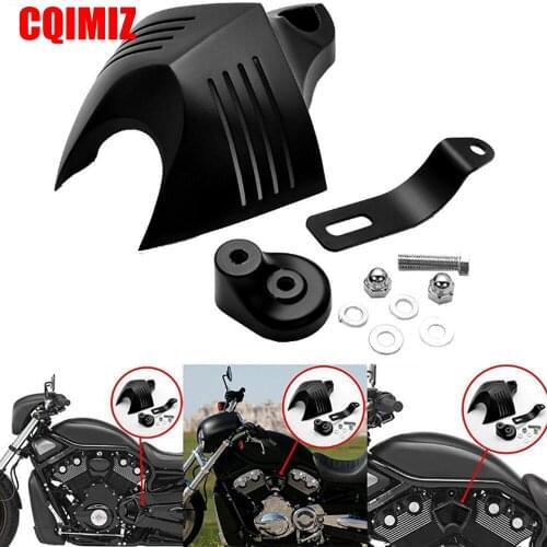 Black Aluminum Motorcycle V-Shield Horn Cover For Harley Softail Dyna Glide Big Twin Electra 1992-2012