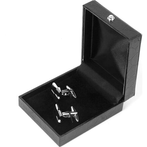 Black PU Leather Tie Clip Cufflinks Storage Gift Box Case Display Holder