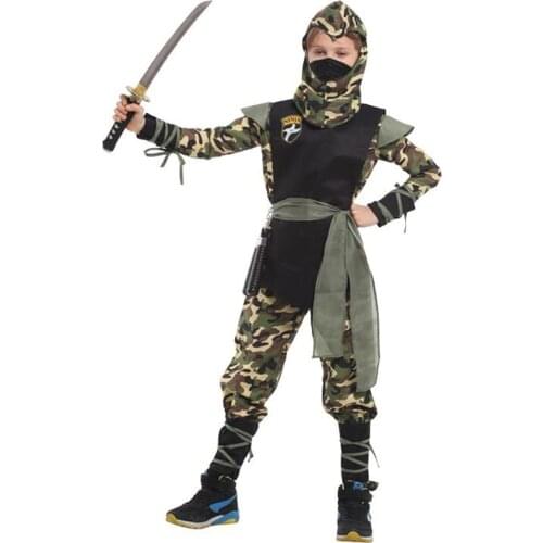 No knife Child Arctic Forces Camo Special Ops Ninja Costume Army Soldier Costumes Boys Halloween Purim Party Carnival Dress Up