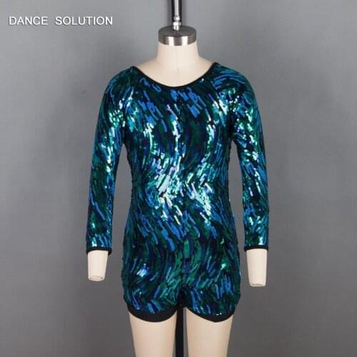 Jazz & Hip Hop Dance Costumes Sparkling Sequin Spandex Long-sleeve Short Pant Design 11 Available Sizes For Adult Children 18504