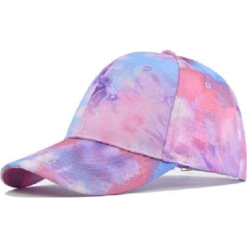 Tie dyed baseball cap Korean tidal cap sunshade sun hat ins mens and womens sunshade duck tongue cap wholesale