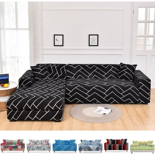 Geometric Stretch Slipcovers Sofa Cover for Living Room Sectional Couch Cover 2/3 Seater funda de sofá L Shape Sofa Need 2pcs