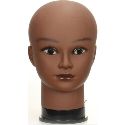 Ruilong Bald Mannequin Head With Stand Holder Cosmetology Practice African Training Manikin Head For Hair Styling Wigs Making