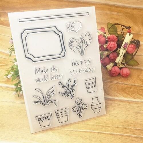 Hot selling flower pot alphabet transparent clear stamp / silicone seal roller stamp DIY scrapbook album / card production