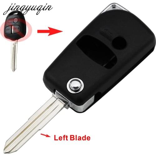 Jingyuqin Modified 3 Buttons Flip Folding Remote Car Key Shell Case For Mitsubishi Lancer Pajero Triton Uncut Left Blade