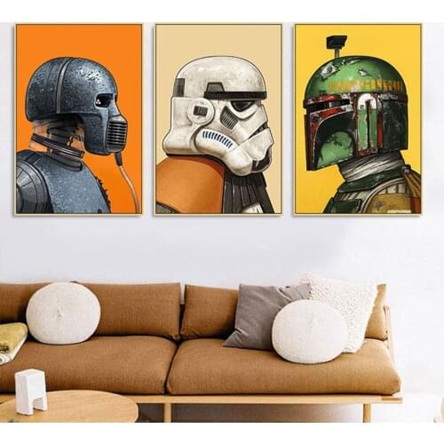 Star Wars Movie Nordic Poster Wall Art Canvas Painting Black Warrior White Soldier Print Picture for Living Room Home Decor