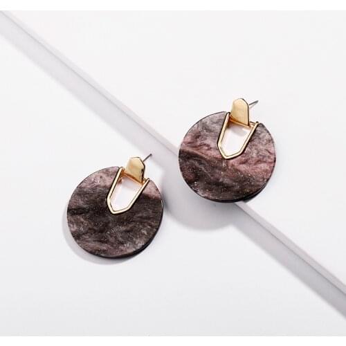 Colorful Resin Acrylic Round Dangle Earrings for Women Unique Design U Shape Statement abalone shell Earrings Wedding Jewelry
