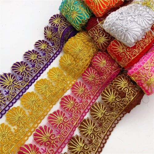 10yards many colors Rayon Embroidery Scalloped Lace Trim Metallic Bridal wedding Trim Wide:6.5cm