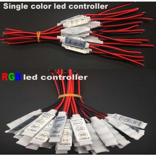 12V Mini 3 Keys Single RGB Color LED Controller Brightness Dimmer for led 3528 5050 strip light Free shipp Hot Wholesale 1PCS