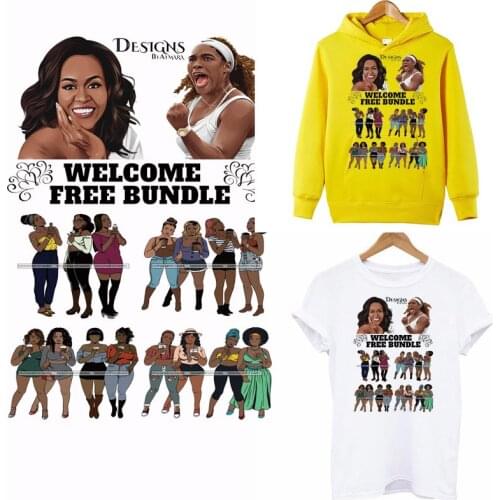 Patches For Clothing Fashion Balck Girl Iron On Heat Transfer DIY A-level Washable Clothes Sticker Application Decoration Patch