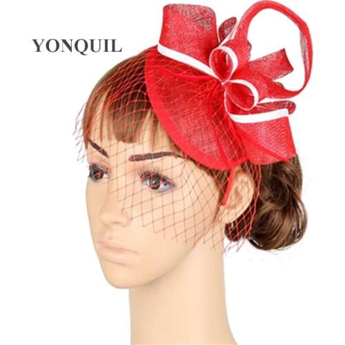 Excellent Sinamay Base Fascinator Headwear Cocktail Bridal Veils Accessories Women Millinery Cocktail Hats Multiple Color MYQ013