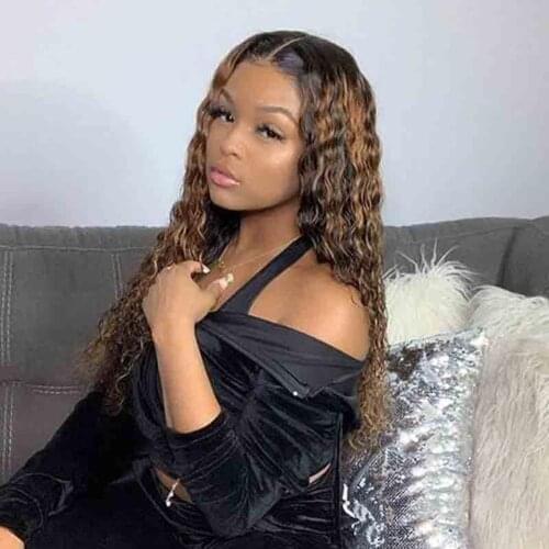 Highlight Lace Front Human Hair Wigs 13X5X1 Curly Wigs Remy Peruvian Hair 150 Density Pre Plucked With Baby Hair Transparent