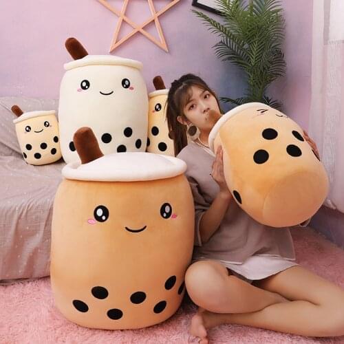 Real-life bubble tea cup shaped pillow stuffed soft cartoon back cushion funny food milk tea creative gifts for kids birthday