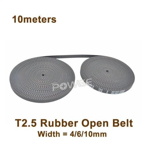 POWGE 10meters T2.5 Timing Belt W=4/6/10mm T2.5 Open Synchronous Belt Trapezoid Timing Belt T2.5 Timing Pulley T2.5-6 T2.5-10