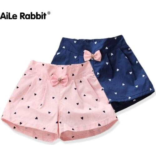 2019 Summer Childrens Polka Dot Shorts Casual Pants Pink Navy Blue For Girls Bow Childrens Fashion Versatile Shorts