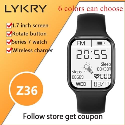 LYKRY IWO Z36 Smart Watch 7 1.7 inch Screen Series 7 Watches Heart Rate Body Temperature Men Watch Fitness Watches PK IWO 14 W46