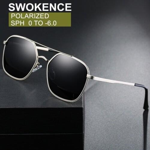 SWOKENCE Polarized Myopia Prescription Sunglasses SPH 0 To -6.0 Men Women Nearsighted Glasses Optics Spectacles Short Sight F140