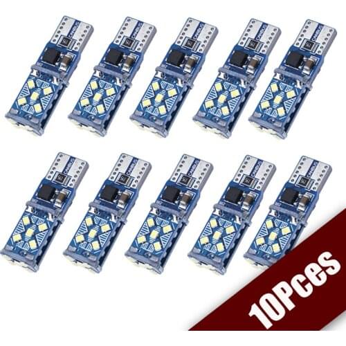 10PCS T10 W5W 12V Led lamp Canbus For Car Lights Interior Bulb Reading Map Dome Lamp Wedge Parking Light 6000K 15SMD 6000K