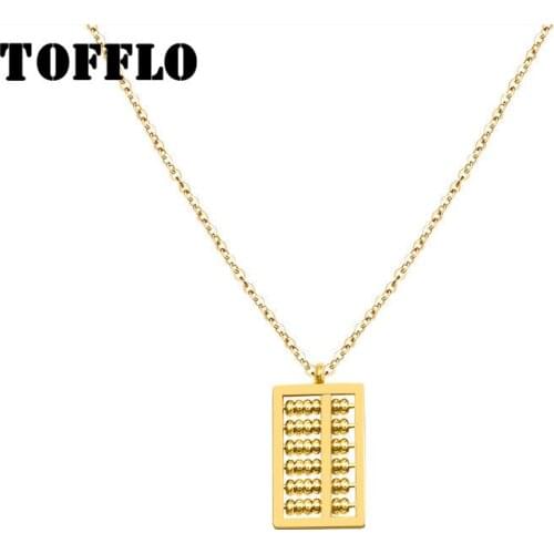 TOFFLO Stainless Steel Jewelry Abacus Pendant Necklace Sexy Clavicle Chain Women BSP607