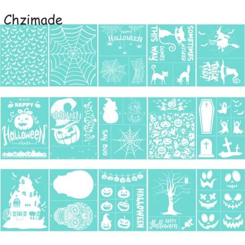 Chzimade Halloween Festival Self-Adhesive Silk Screen Printing Stencil Mesh Transfers 28X21CM For T-Shirts Pillow Diy Crafts