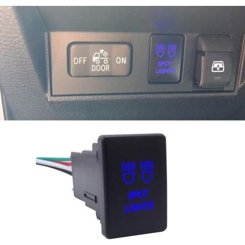 Wsen Blue Backlight Spot Lights Symbol Push Button ON-Off Switch with Connector Wire Kit Fit For Toyota Yaris Tacoma Tundra RAV4