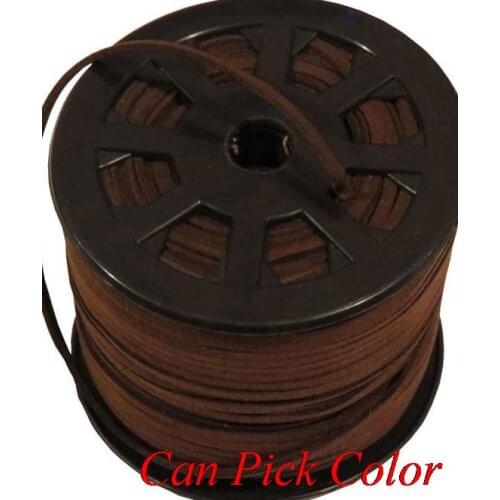 Good quality and low price yh2 woosd 3mm x1.5mm 100 meter black brown Faux Flat Suede velvet Lace Leather Cord Jewelry DIY Rope