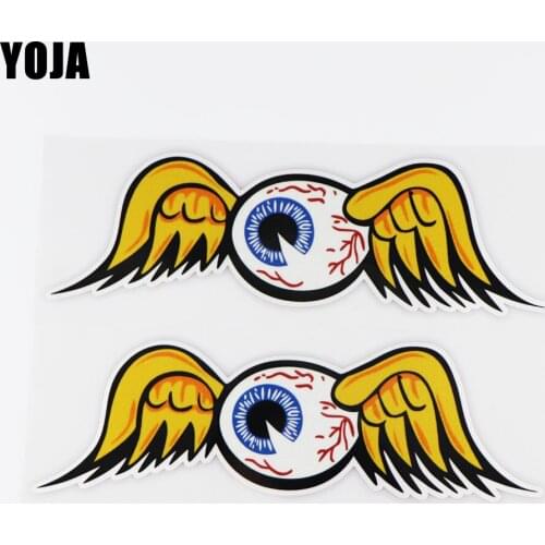 YOJA 19.7X5.7CM Red Blood Eyeball With Wings Fashion Cartoon Vinyl Decal Decor Car Sticker 19A-0045
