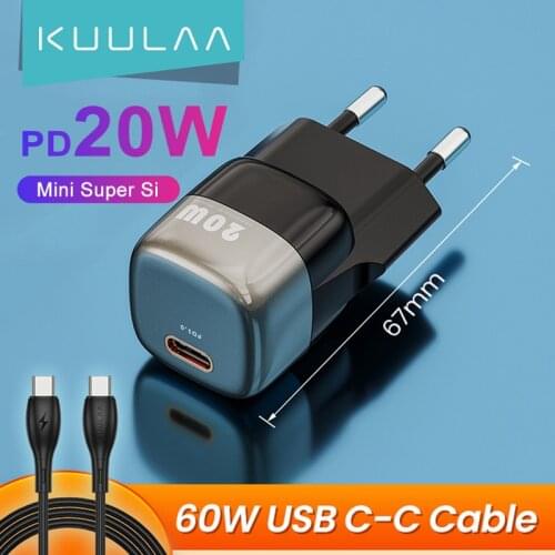 KUULAA PD 20W Fast Charging USB C Charger For iPhone 12 Max 12 Pro 11 XS X 8 Plus PD Charger For iPad Air 4 iPad 2020 Mini Pro