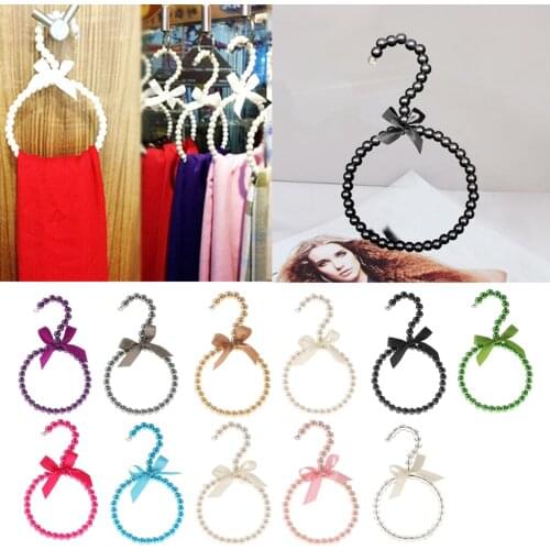 Pearl Beaded Metal Scarf Hanger Socks Silk Stockings Hanger Holder Clothes Coat Hanger Holder Dress Skirts Hanger Holder