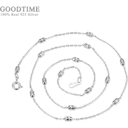 Noble Sterling Silver Chain Jewelry Genuine Pure 925 Silver Chains Necklaces For Women O Shaped Necklace Link Chain
