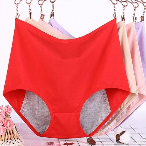 Solid Color Plus Size Women Panty Cotton Briefs Panty Lingerie Mid-Waist Underpants 5 Colors Size XL-6XL