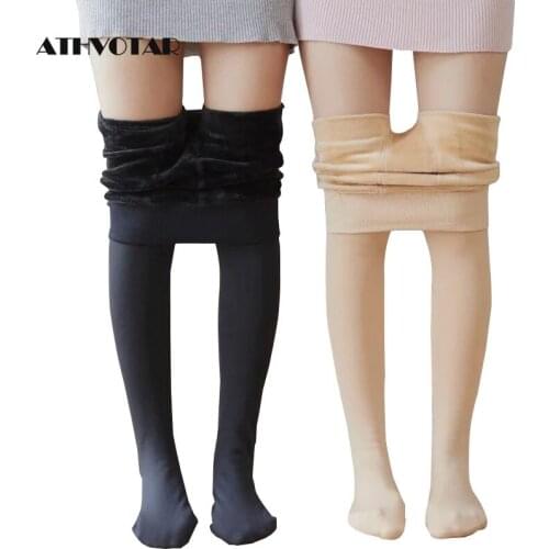 ATHVOTAR Woman Winter Warm Leggings High Waist Velvet Solid Legging Autumn Leggings