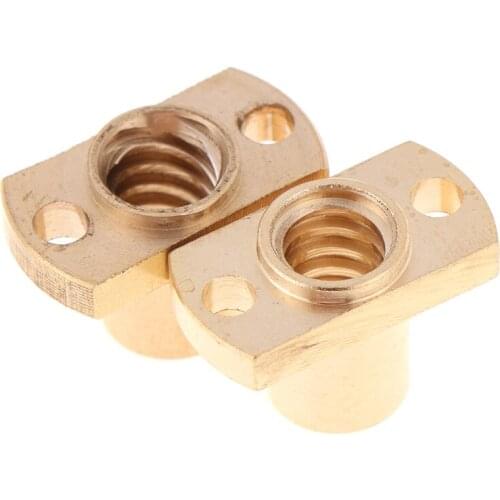 1PC T8 Nut H Flange Copper Nut For T8 Lead Screw Pitch 2mm Lead 2mm/8mm