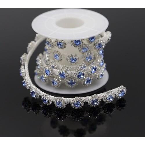 10Yards Rhinestone Trim Apparel Sewing Trim DIY Beauty Accessories Pearl Crystal Chains Wedding Cake Decorating