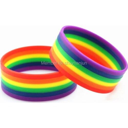 1000pcs GAY LES Rainbow wristband silicone bracelets free shipping by DHL