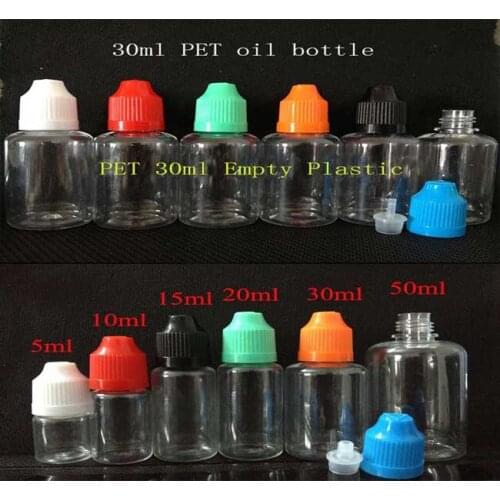 1000pcs Eye Liquid Bottle Empty Clear PET 30ml dropper bottle Plastic Dropper Bottles With Childproof Cap With Long Thin Tip