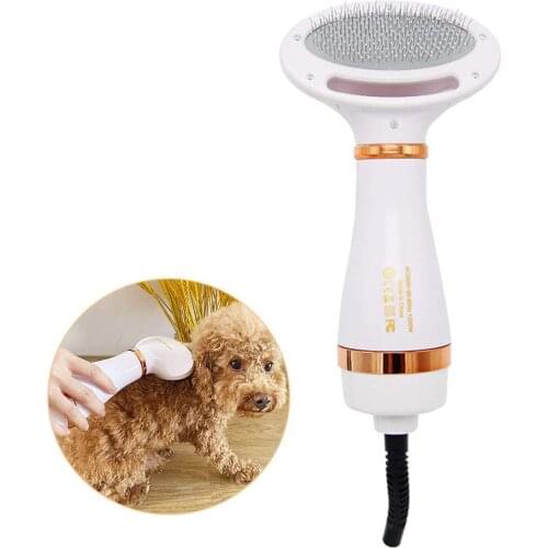 2 in 1 Dog Cat Pet Hair Dryer Comb Speed and Temperatures Adjustable with low Noise Grooming Fur Blower Brush Household